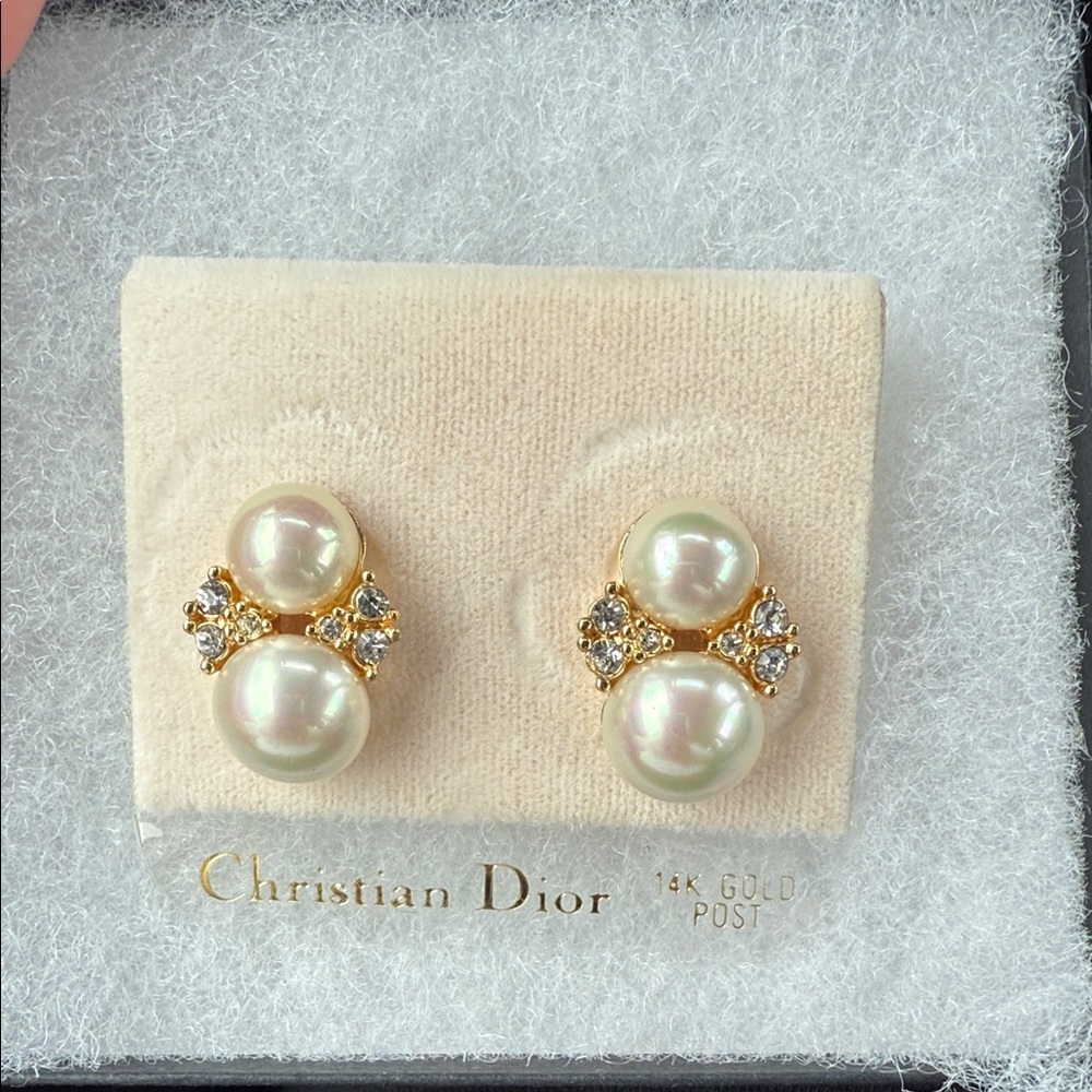 Dior Gold and Pearl Stud Earrings
